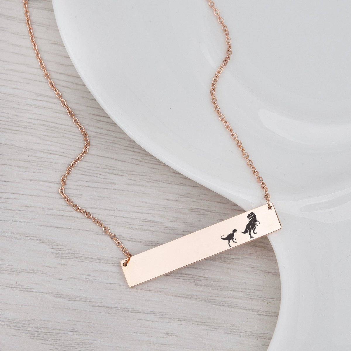 Personalized Mamasaur Custom Bar Necklace Gift