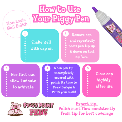 PURPLE Power Piggy Paint Pen Non-Toxic Nail Polish
