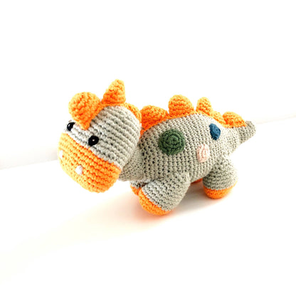 Organic Dinosaur Rattle - Teal